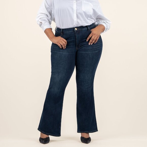 Kut from the Kloth Denim - Kut from the Kloth Ana High Rise Flare, Plus Size 16W16W / Neutral W/Dk Stone Ba